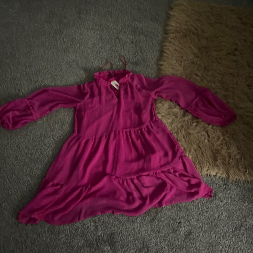 Vince camuto pink long sleeve dress